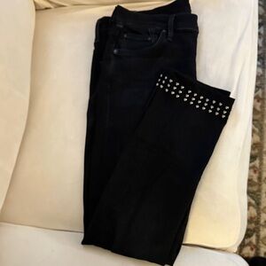 Citizens Of Humanity Black Rocket Ankle Hi-Rise Skinny Jeans with Silver Studs